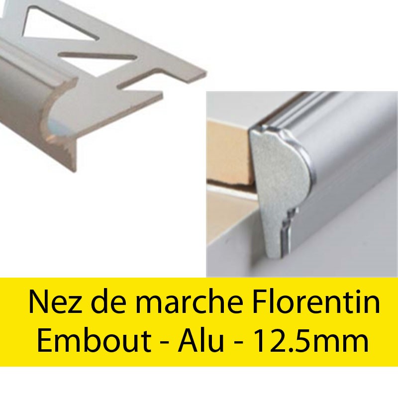 Profil finition - Embout gauche Florentin - Bouchon Alu 12.5mm Profil finition - Embout gauche Florentin - Bouchon Alu 12.5mm